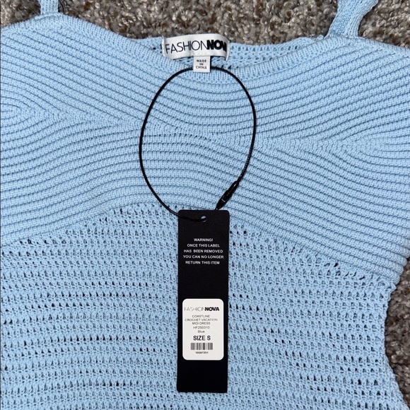 Fashion Nova Light Blue Crochet Midi Dress - Picture 2 of 5